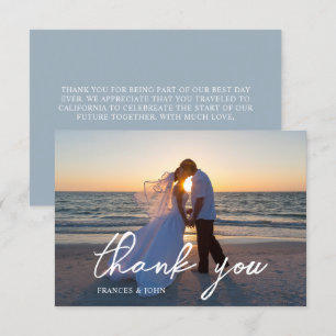Dusty Blue Wedding Photo Thank You Card