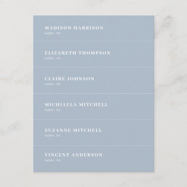 Dusty Blue Wedding Place Name Card DIY (Front)