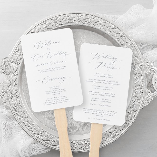 Dusty Blue Wedding Program Fan (Creator Uploaded)
