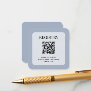 Dusty Blue Wedding Registry QR Code Enclosure Card