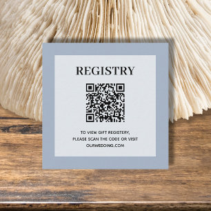 Dusty Blue Wedding Registry QR Code Enclosure Card