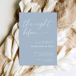 Dusty Blue Wedding Rehearsal Dinner Invitation