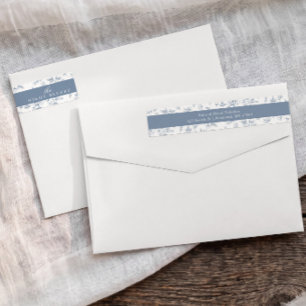 Dusty Blue Wedding Rehearsal Dinner Return Address Wrap Around Label