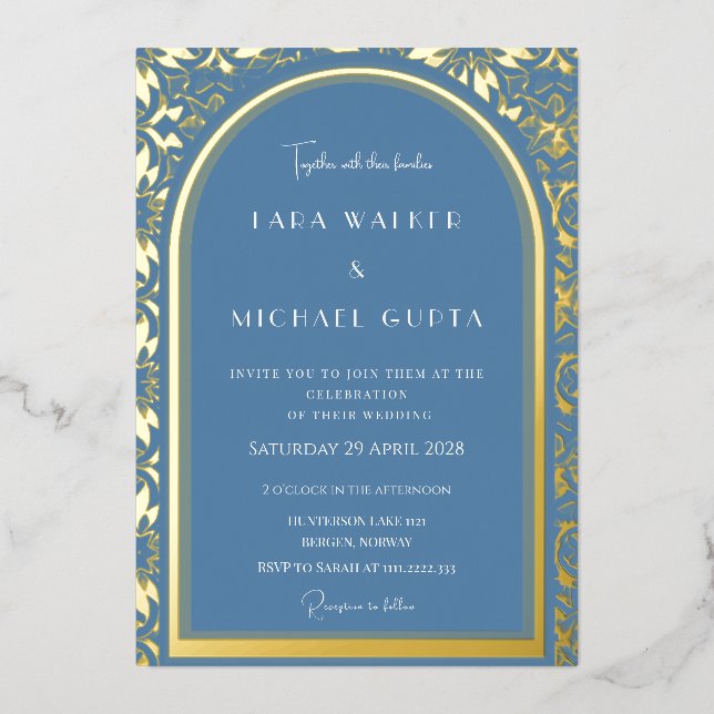 Dusty Blue Wedding (Retro-Dotted) (Front)