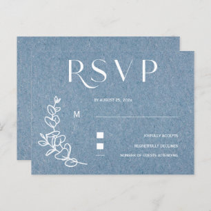 Dusty Blue Wedding RSVP Postcard