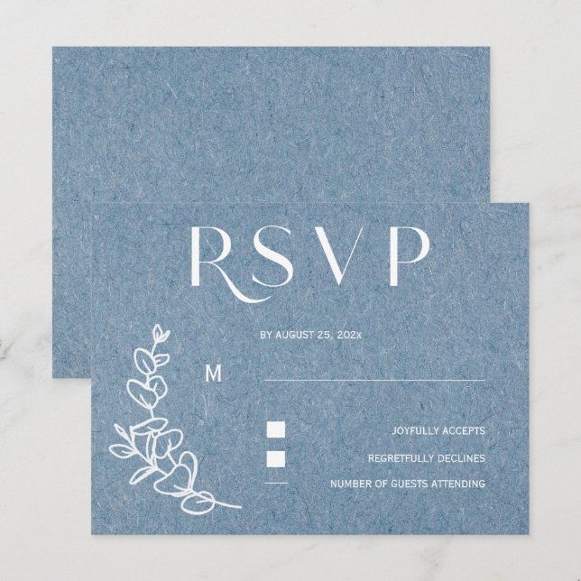 Dusty Blue Wedding RSVP Postcard (Front/Back)