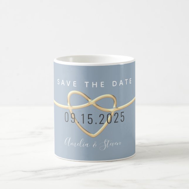 Dusty Blue Wedding Save The Date Coffee Mug (Center)
