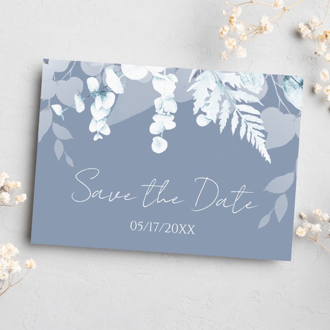Dusty Blue Wedding Save The Date Invitation Card (Creator Uploaded)