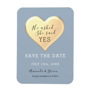 Dusty Blue Wedding Save The Date Invitation Magnet
