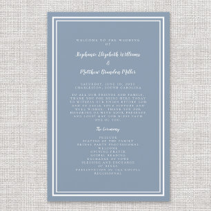 Dusty Blue Wedding Script Budget Ceremony Program