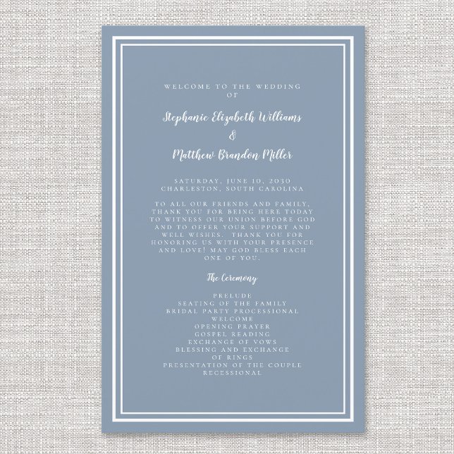 Dusty Blue Wedding Script Budget Ceremony Program (Creator Uploaded)