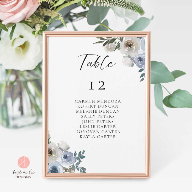 Dusty Blue Wedding Table Seating Chart Table Number (Creator Uploaded)