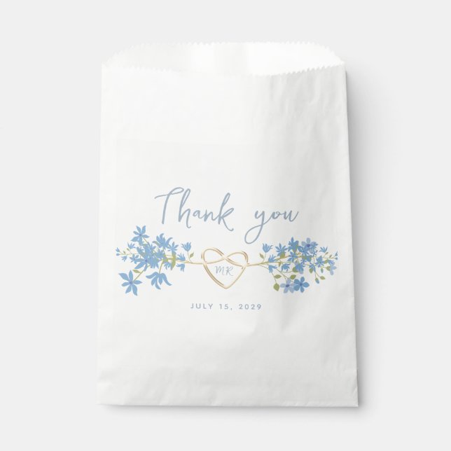Dusty Blue Wedding Thank You Favour Bag (Front)