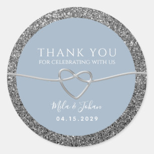 Dusty Blue Wedding Thank You Favour Classic Round Sticker