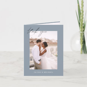 Dusty Blue Wedding Thank You Photo Minimalist
