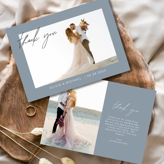 Dusty Blue Wedding Thank You Photo Minimalist (Creator Uploaded)