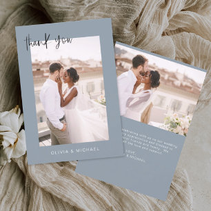 Dusty Blue Wedding Thank You Photo Minimalist Card