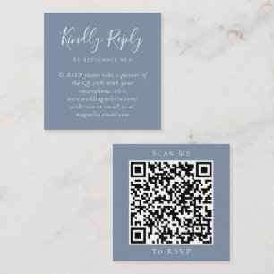 Dusty Blue Wedding Website QR Code RSVP Card