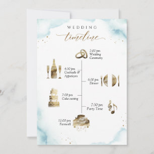 Dusty Blue Wedding Welcome and Timeline Card