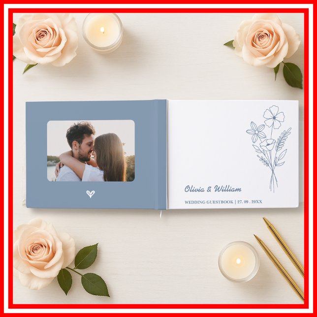 Dusty Blue Wedding | Wildflower Guest Book (Creator Uploaded)