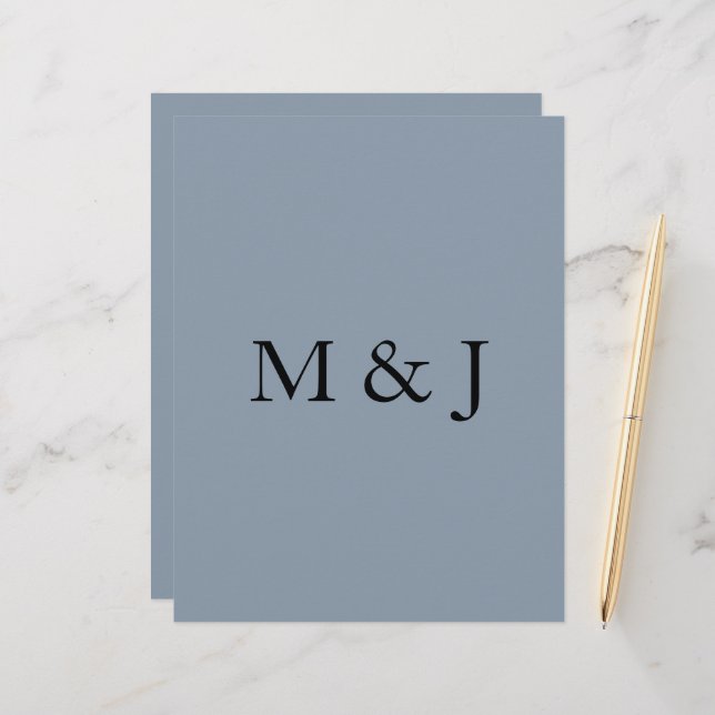 Dusty Blue Weddings Bridal Party Monograms Custom Letterhead (Front/Back In Situ)