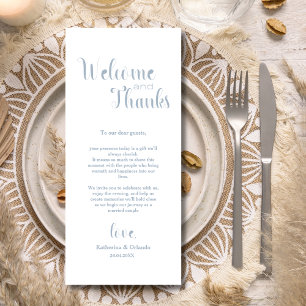 Dusty Blue Welcome & Thanks Place Setting Cards