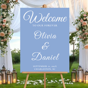 Dusty Blue Welcome with Elegant Font Acrylic Sign