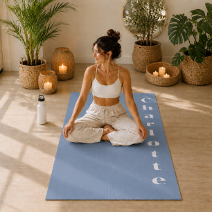 Dusty blue wellness minimalist personalized yoga mat