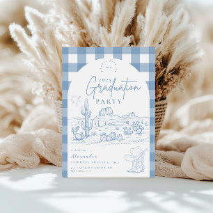 Dusty Blue Western Cowgirl Graduation Invitation