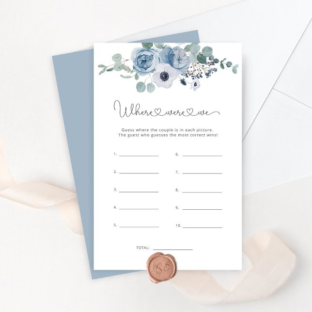 Dusty blue Where were we bridal shower game (Creator Uploaded)