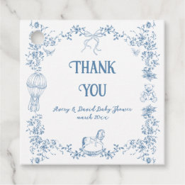 Dusty Blue Whimsical Floral Baby Shower Favour Tags