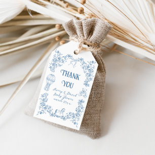 Dusty Blue Whimsical Floral Baby Shower Gift Tags