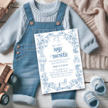 Dusty Blue Whimsical Floral Baby Shower Invitation<br><div class="desc">Dusty Blue Whimsical Floral Baby Shower</div>