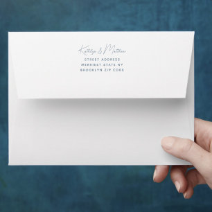 Dusty Blue Whimsical Script Minimalist Modern Envelope