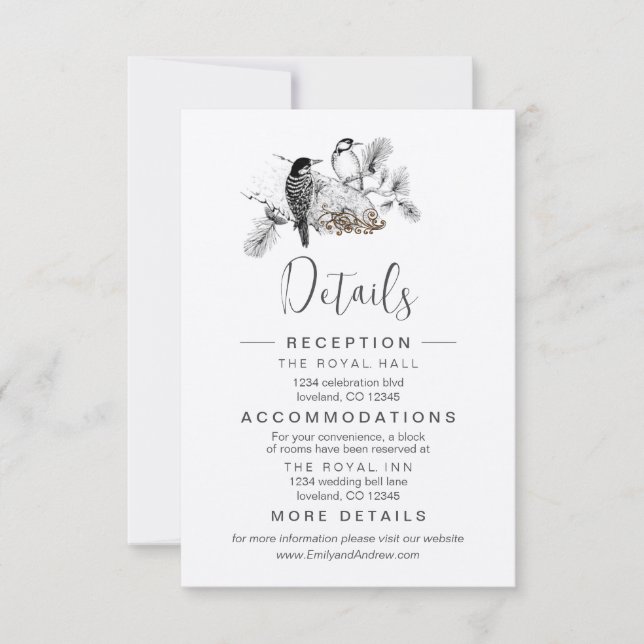 Dusty Blue Whimsical Woodpecker Enclosure Cards  (Front)