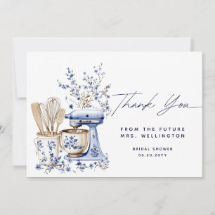 Dusty Blue Whisked Away Bridal Shower Thank You Card
