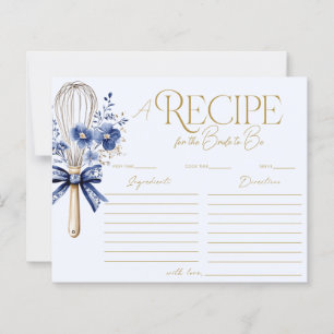 Dusty Blue Whisked Away Toile Recipe Card