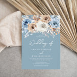 Dusty Blue White Bohemian Floral Modern Wedding Invitation<br><div class="desc">Dusty Blue White Bohemian Floral Modern Wedding Invitation

See matching collection in Niche and Nest Store</div>