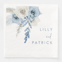 Dusty Blue & White Boho Floral Wedding Engagement