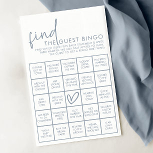 Dusty Blue & White Bridal Shower Guest Bingo Game