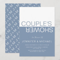 Dusty blue white colorblock couples wedding shower