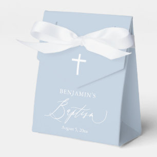 Dusty Blue White Cross Boy Baptism Favour Box