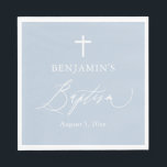 Dusty Blue White Cross Boy Baptism Paper Napkins<br><div class="desc">Dusty Blue White Cross Boy Baptism Paper Napkins,  Blue Baptism,  Boy Baptism,  Modern Blue Baptism Decor</div>