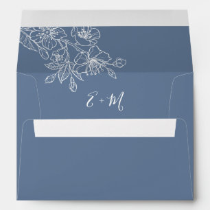 Dusty Blue White Floral Custom Monogram Envelope