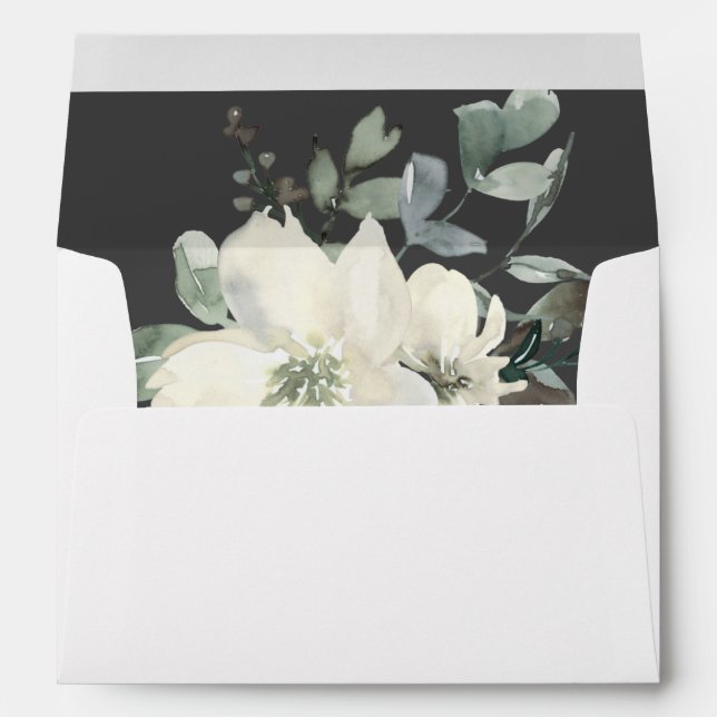 Dusty Blue & White Floral- Grey Envelope (Back (Bottom))