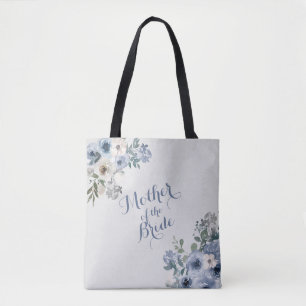 Dusty Blue White Floral Mother of the Bride Tote Bag