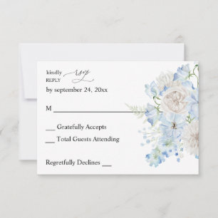 Dusty Blue & White Floral no Meal RSVP