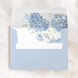 Dusty Blue White Floral Printed Wedding Envelopes