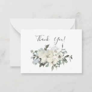 Dusty Blue & White Floral Thank You Card