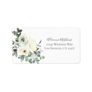 Dusty Blue & White Floral- White Return Address Label